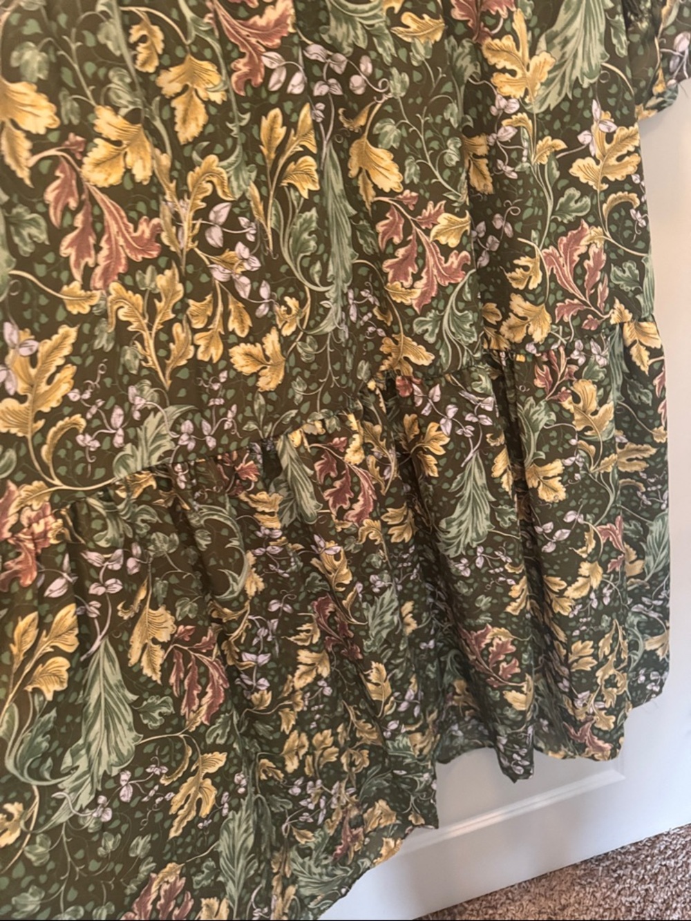 bohme Olive Green Floral Tiered Maxi Dress size small. Worn twice, like new.
